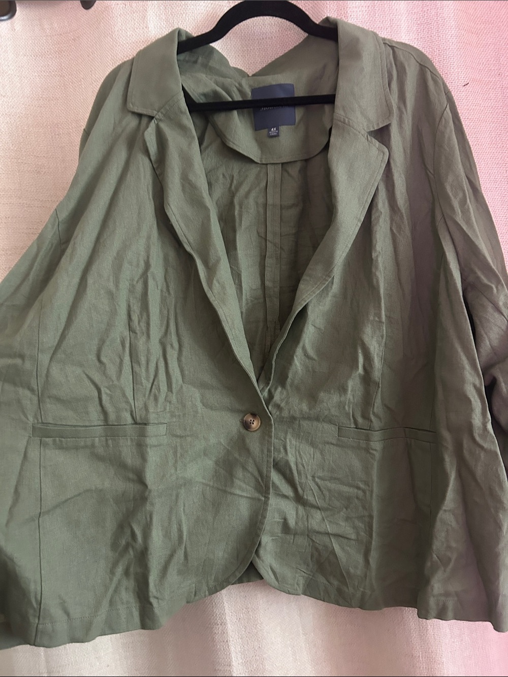 ModCloth Olive/Sage Green Single-Button Linen Blazer